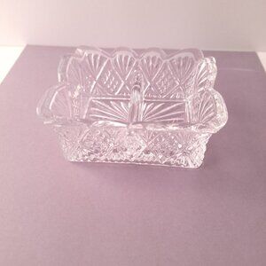 Vintage Glass Scalloped Dish with Sections | Mid-Century Trinket
